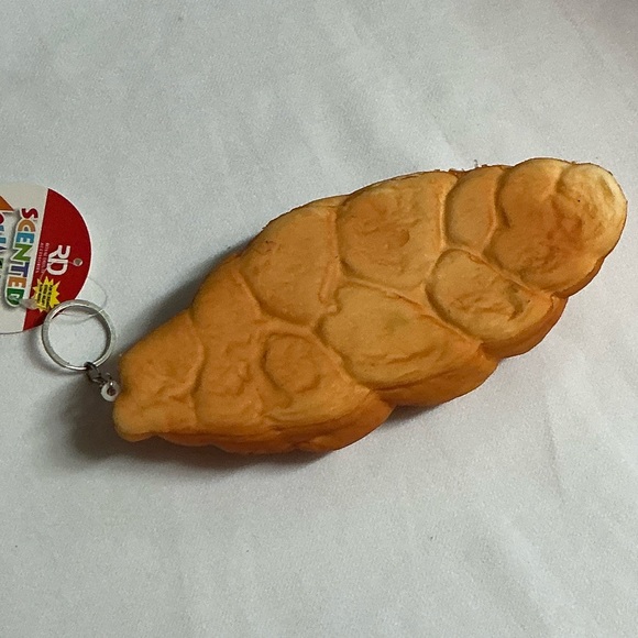 Pretend Bread Croissant Keychain with written Mayonnaise - Picture 3 of 14